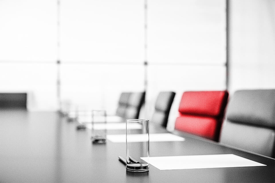 meeting room with chairs and notepads