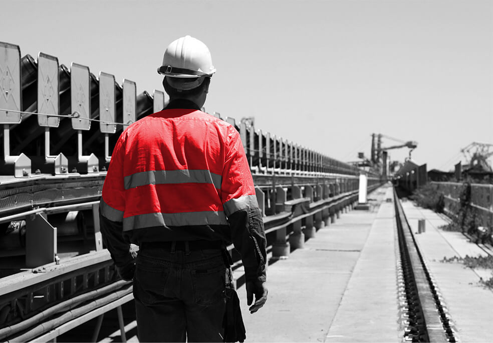 construction worker walking